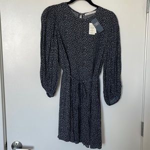 ABERCROMBIE & FITCH BLUE AND BLACK LEOPARD PRINT MINI DRESS